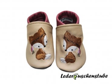 Lederpuschen mit Namen individuell Boho Fuchs 